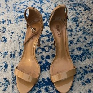Schutz strappy heels in nude